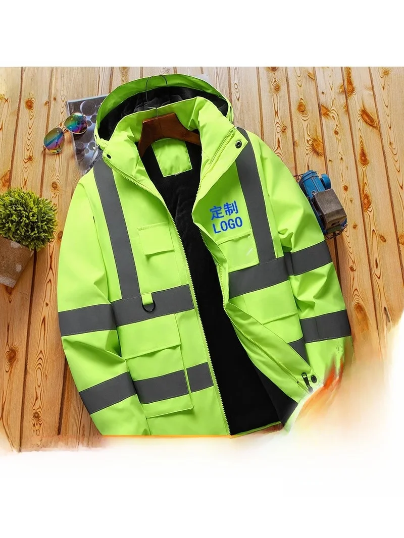 

Reflective Workwear Winter Thiened Fce Outdoor Cold Storage Large Size Men's Work Clothes Windproof Jaet Cusizable ...