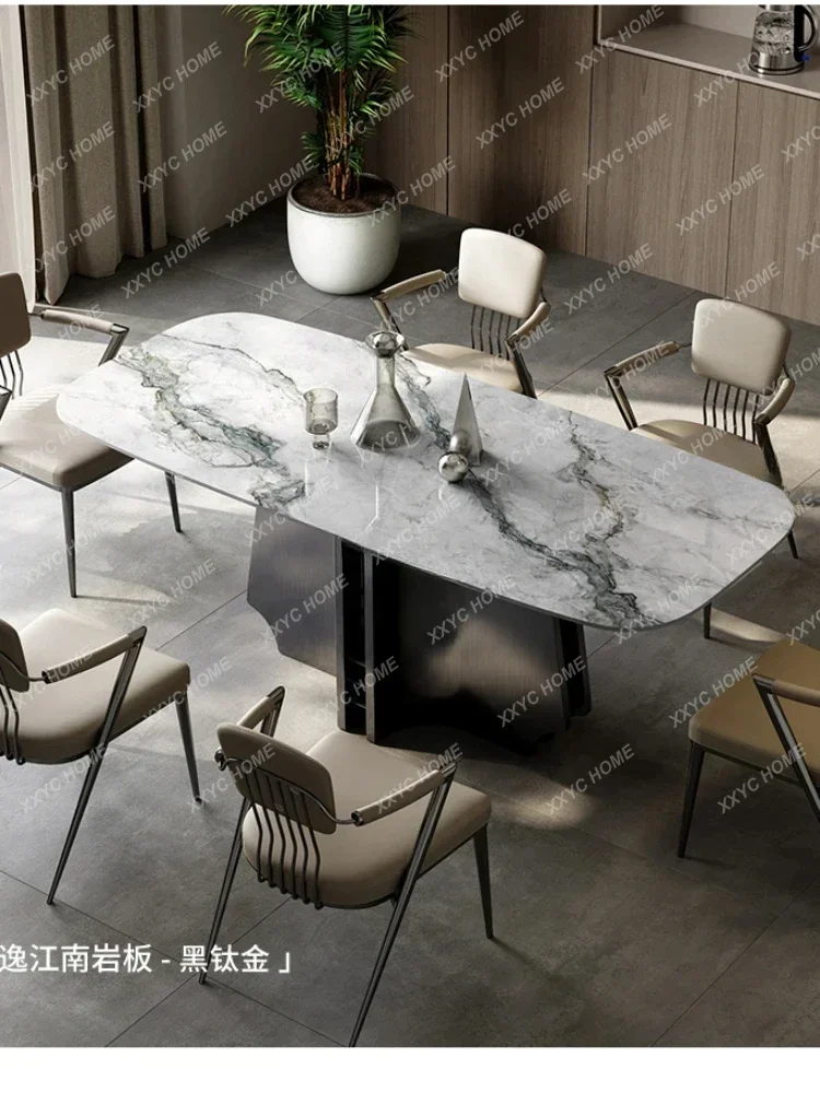 

Stone Plate Dining Table Rectangular，Minimalist Home Modern Dining Tables and Chairs Set