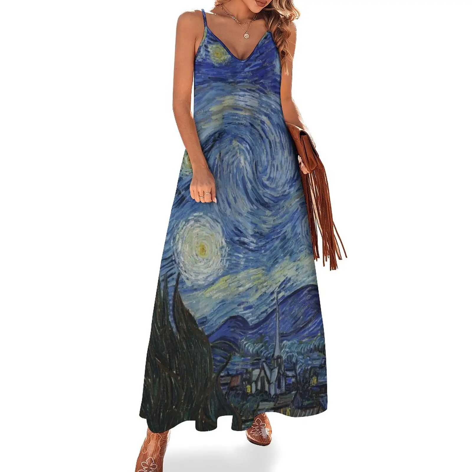 Starry Night - Van Gogh Sleeveless Dress Long dresses prom clothes Female dress dresses for women 2023