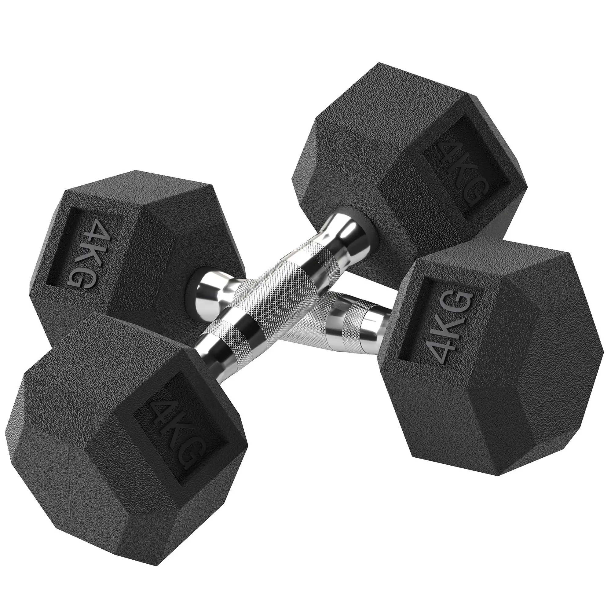 Haltères hexagonaux 2x4 kg avec poignée ergonomique en fonte et caoutchouc, ensemble d'haltères courts pour la maison et la salle de sport