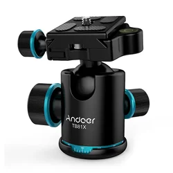 Andoer TB81X Tripod Ball Head 360° Rotating Panoramic Ballhead for Tripod Monopod Slider DSLR Camera with Adapters Max. Load 8KG