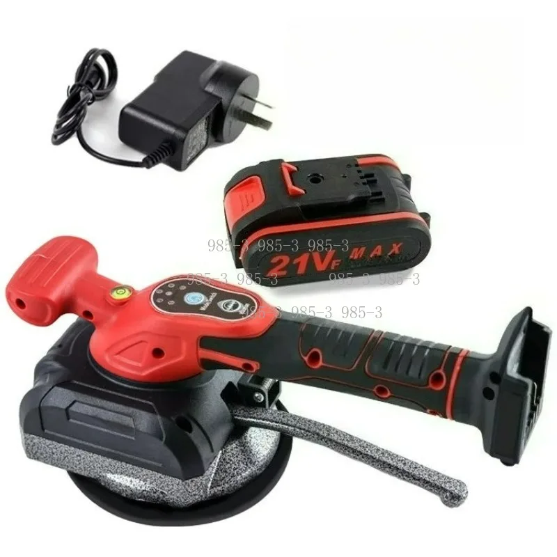 Red Electric Tile Vibrator Tool, 21V High Power Steel Plastic Suction Cup for Floor Wall Tile Paving