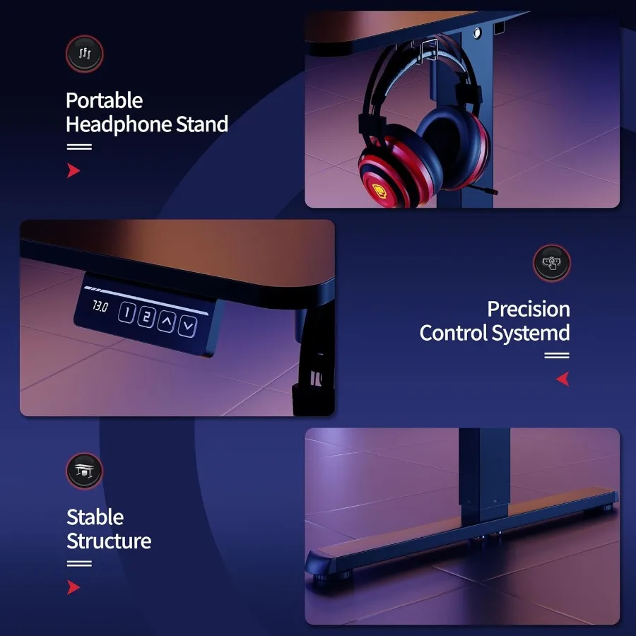 مكتب قائم كهربائي قابل للتعديل بارتفاع 55 × 24 بوصة للمكتب المنزلي، محطة عمل مريحة للكمبيوتر مع ارتفاع سلس