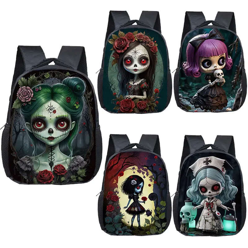 Horror Nightmare Zombie Girl Children Backpacks Dark Gothic Girls Bookbag Toddler Kids School Bags Kindergarten Cartoon Bag Gift