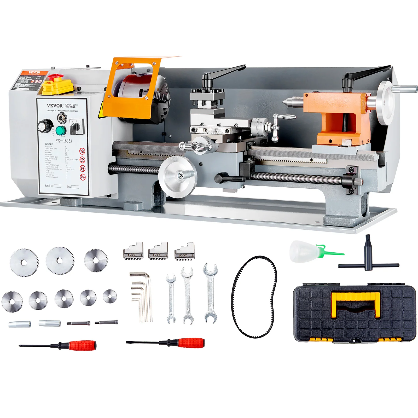 VEVOR Benchtop Metal Lathe 7''x13.78'' precise metalworking with 0-2200 RPM variable speed500W brush motor for precise part