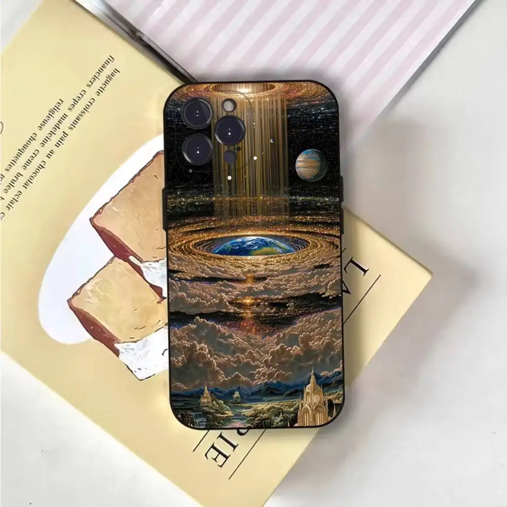 حافظة هاتف Space For Galaxy Universe لهاتف iPhone 6,17,16,15,14,13,12,11 Plus، Pro Max، XS، X، XR، SE، Mini، 8، غطاء أسود من السيليكون الناعم #2