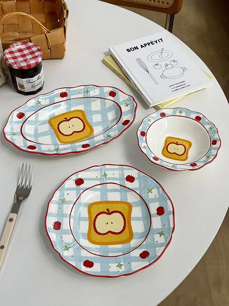 Plato de cerámica azul Anmu Liangpin para tostadas, plato para dim sum, plato para fiestas, plato para uso doméstico, plato de cerámica de origen coreano