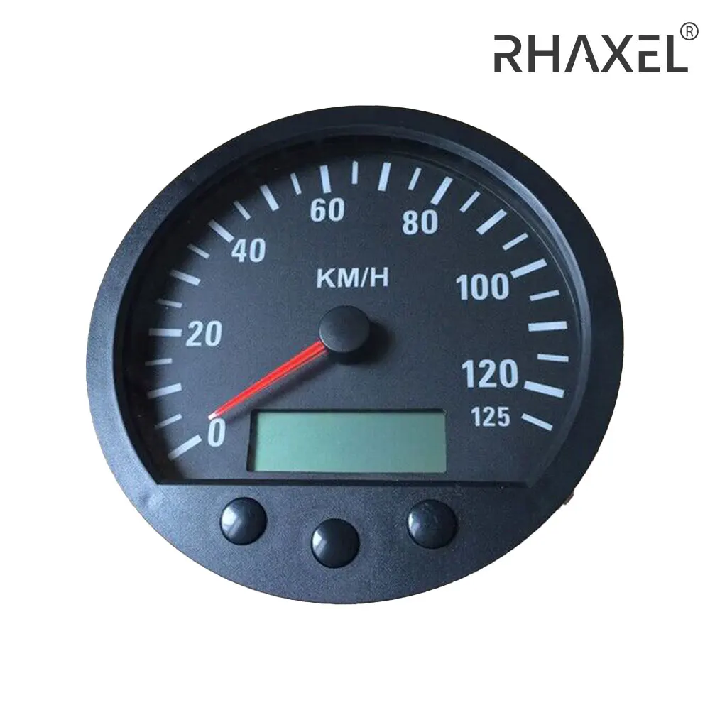 RHAXEL 140mm Pulse Speedometer 0-125km/h Odometer Adjustable with Backlight 9-36V for Truck