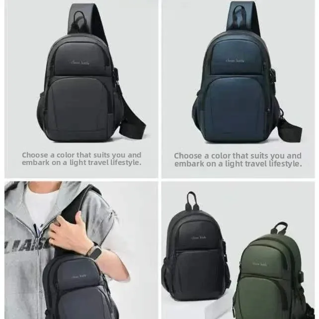 新しい大容量レザーメンブレンチェストバッグ多目的メンズクロスボディシングルショルダーバッグカジュアルシンプルな複数のポケットパーソナルバッグ