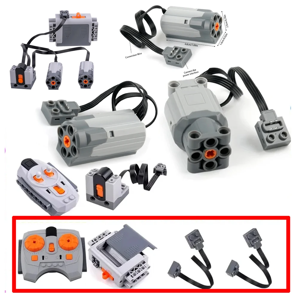 

M/L Motor Technology Blocks Parts Power Function Extension Remote Control RC With AA Battery Box For Model Modified Bricks Toys