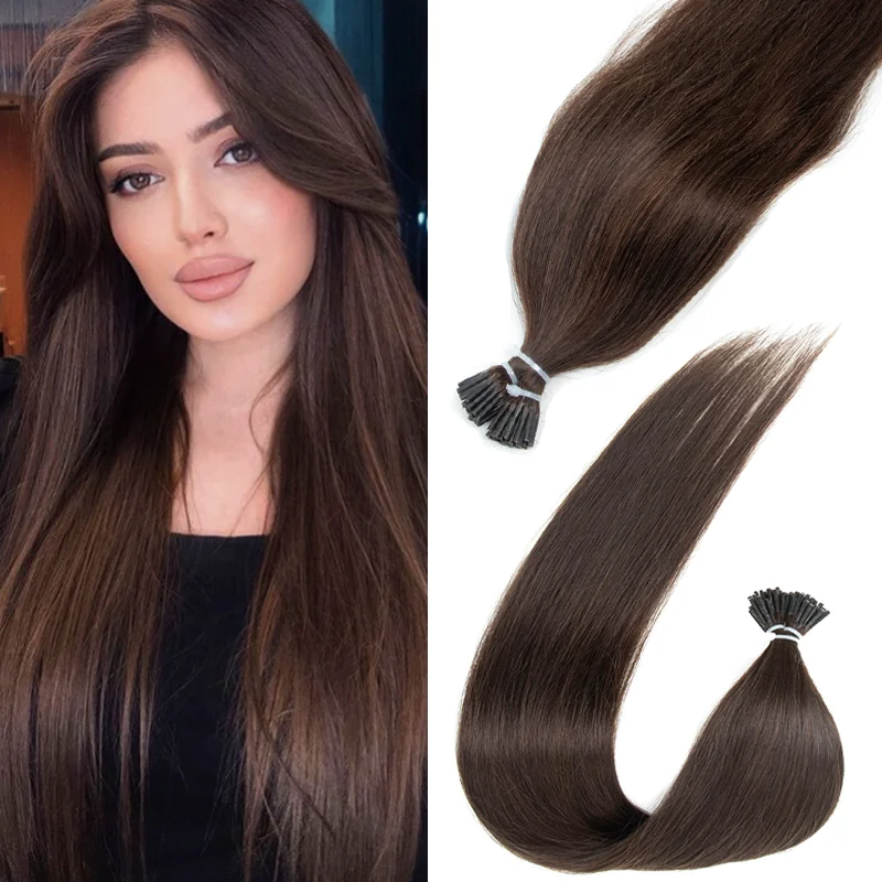 

50 прядей, 30G, толстые, салонного качества, I-Tip, натуральные человеческие волосы, прямые, кератиновое наращивание, 12-20 дюймов, для ежедневного использования