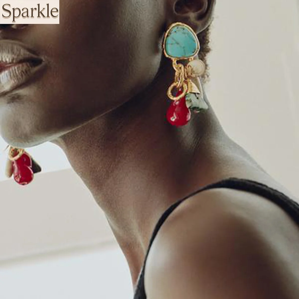 

Ethnic Style Earrings Irregular Geometric Resin Beaded Earrings Dangle Earrings for Women Girls Gift Drop Earrings