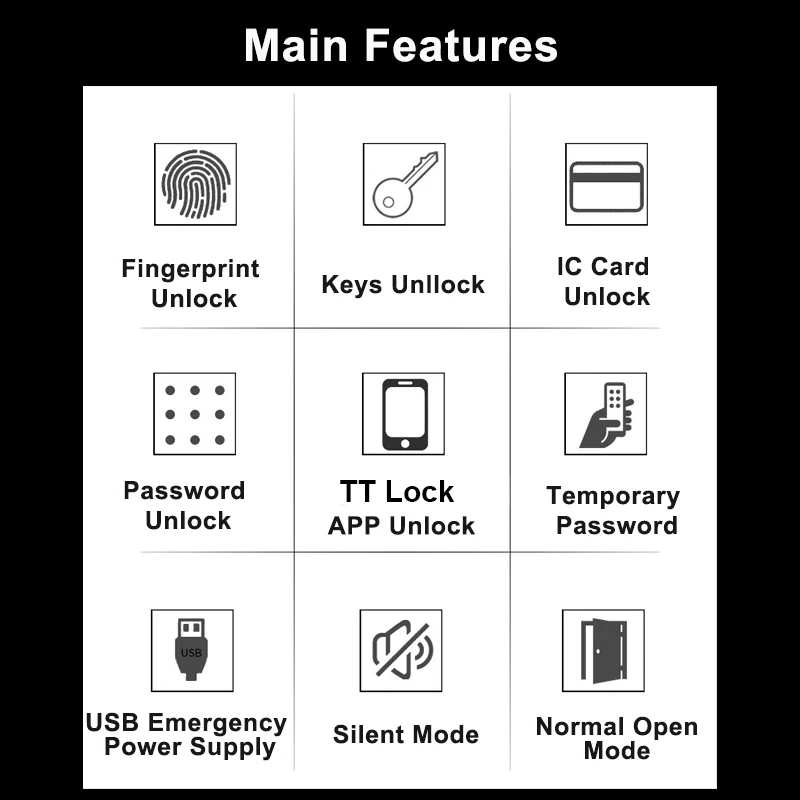 Serrure de porte électronique intelligente, Bluetooth, empreinte digitale, mot de passe, clé de carte IC, maison intelligente, H4 TT