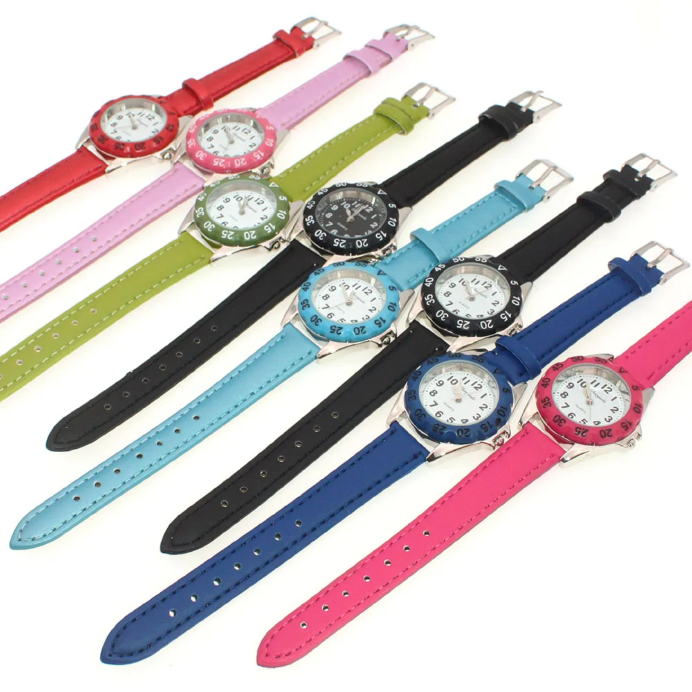 10pcs/Lot, Learning Watches Cute Watch For Children Luminous Hands Easy Read Wristwatch Boy Girls Gift Student