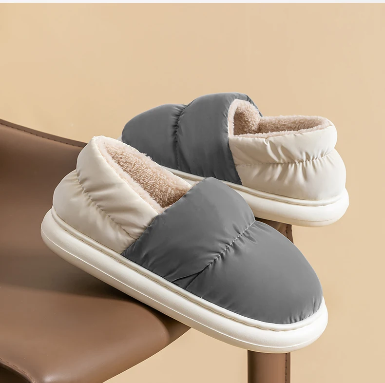 Damen-Fersenbedeckungs-Fleece-Hausschuhe, herunterlaufende Stoffschuhe, rutschfeste Winter-Hausschuhe mit weicher Sohle für den Heim- und Außenbereich – Detail 13