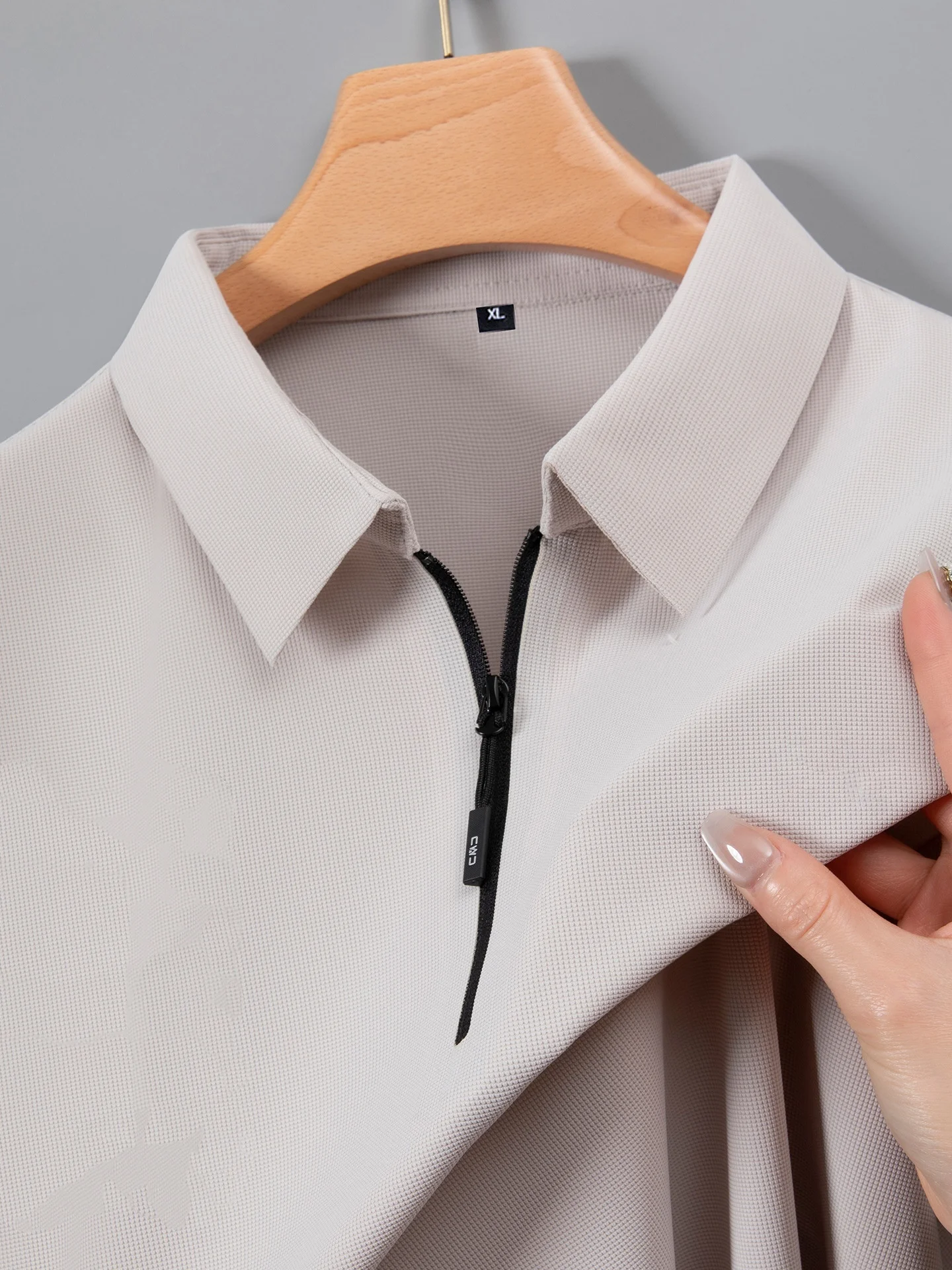 

KUXAMen's High Elastic Waffle Polo Shirt Half Zipper Short Sleeve Ice Silk T Shirt Knit Slim Fit Business Casual Breathable Tops