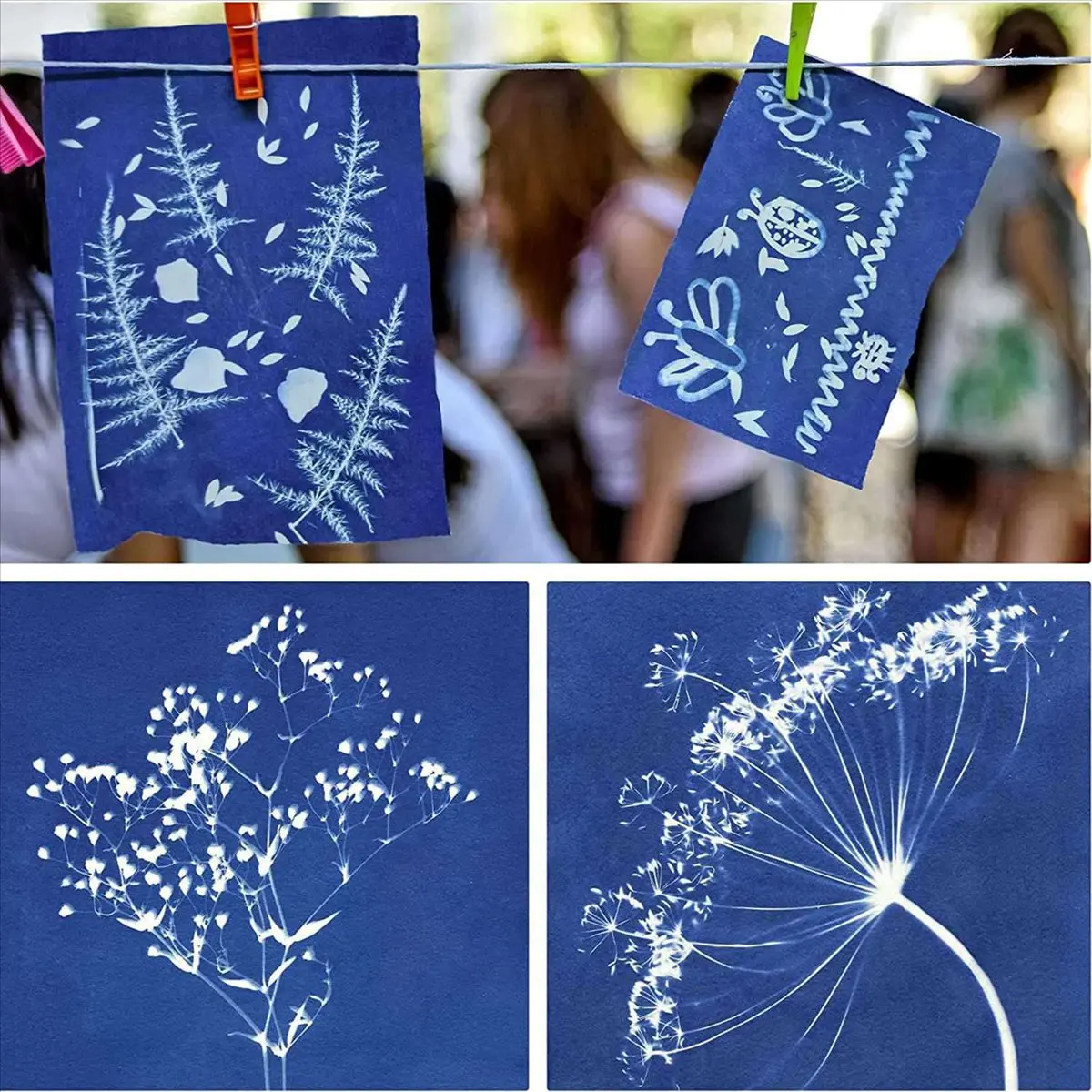 Reliable- 292 Pieces Sun Print Paper Cyanotype Paper Kit, Solar Drawing Paper Sensitivity Sunprint Nature Printing Paper