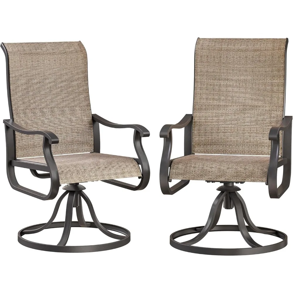 

Patio Swivel Chairs Set of 2, Outdoor Dining Chairs with High Back, All-Weather Swivel Rocker Chair for Lawn, Porch or Garden