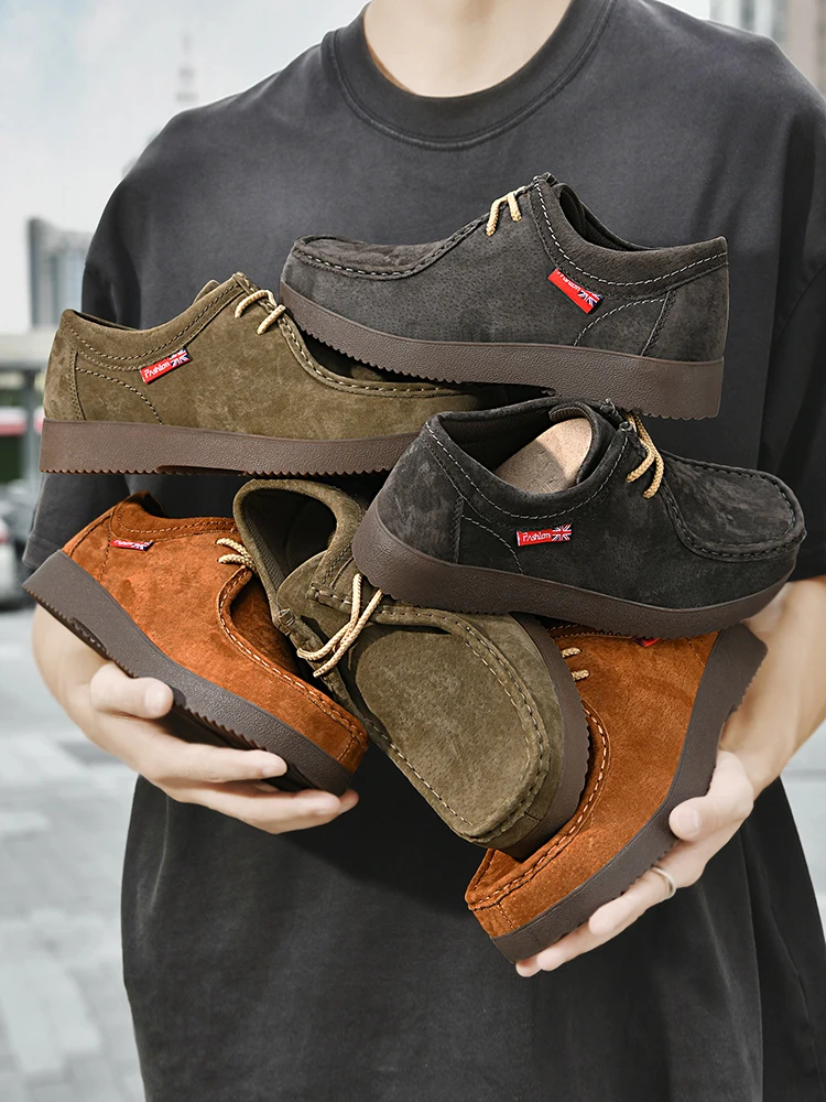 Men's Premium Genuine Leather Casual Lace-Up Loafers, Hand-Stitched Non-Slip and Wear-Resistant Business-Casual Leather Shoes
