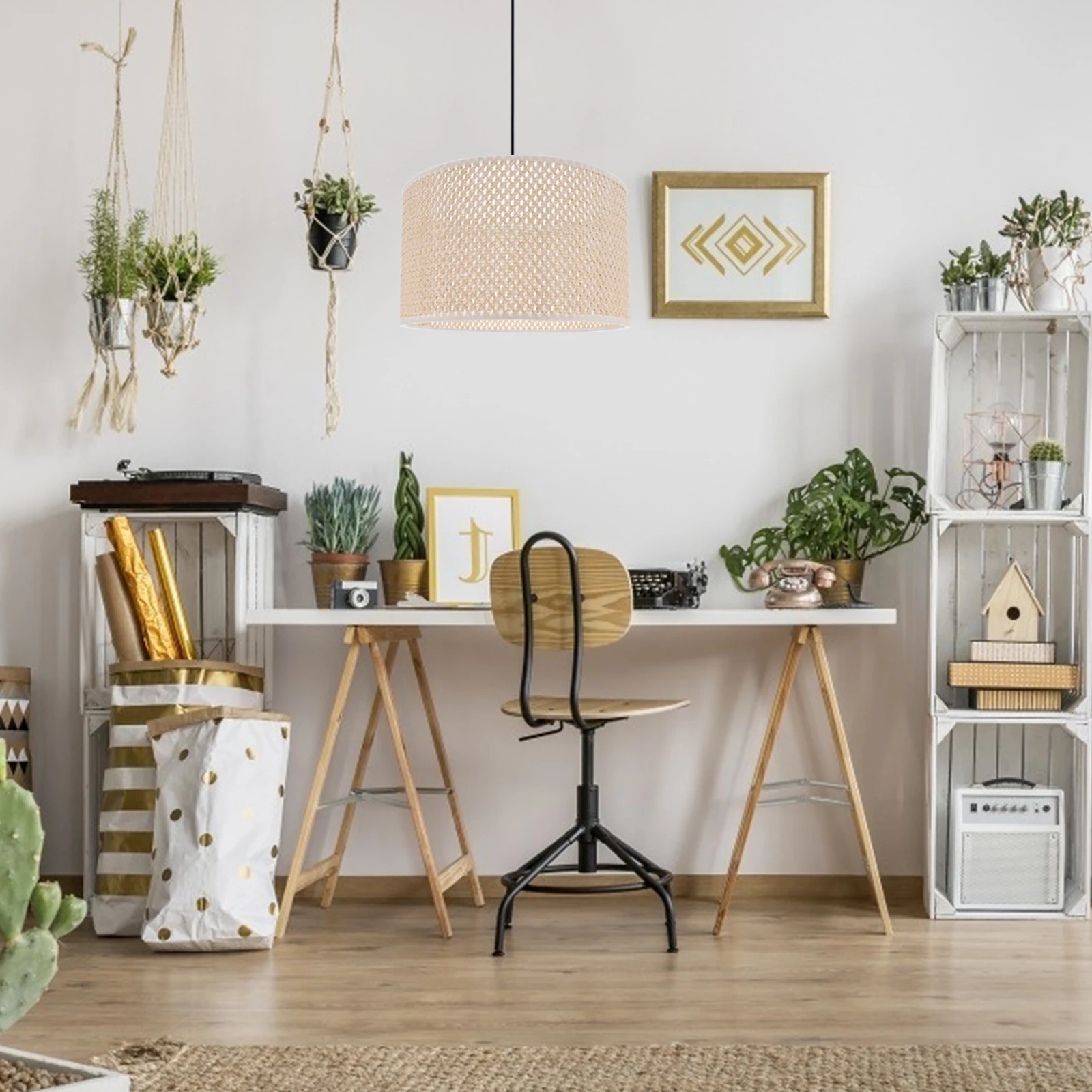 

1pc Simulated Rattan Weaving Lampshade Decorative Lightshade For Desk Lamp Modern Style Light Accessory Household Decor Creative