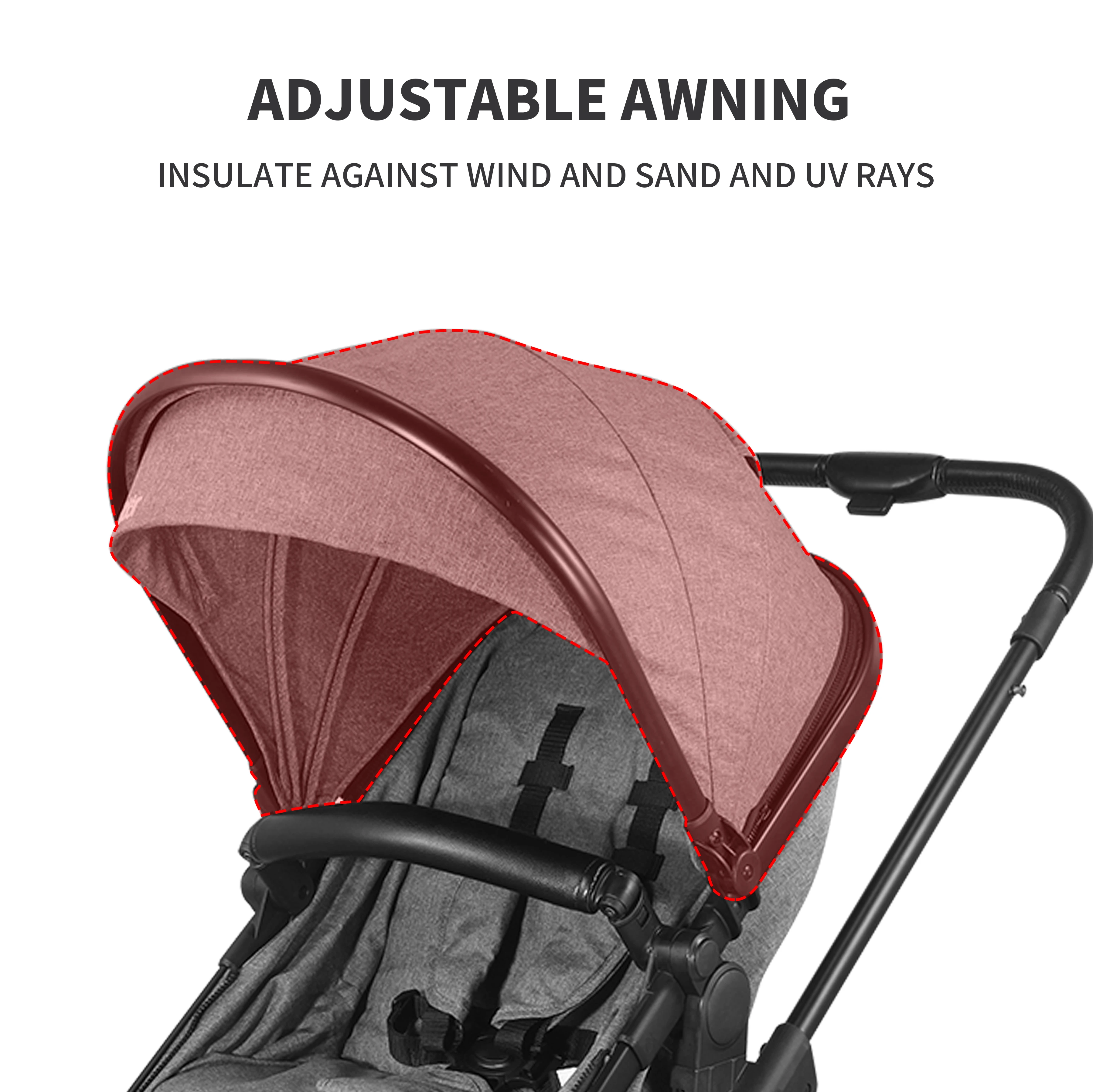 ベビーカー 2-in-1、折りたたみ式キャンプトロリー、双方向プッシュ、調節可能なサンシェードルーフ、秋の外出に最適