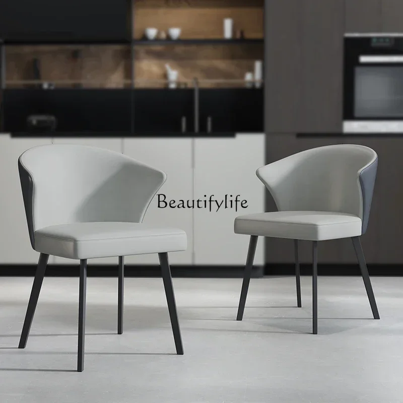 pg45Modern Simple Household Backrest Soft Package Dining Chair Light Luxury Restaurant Chair