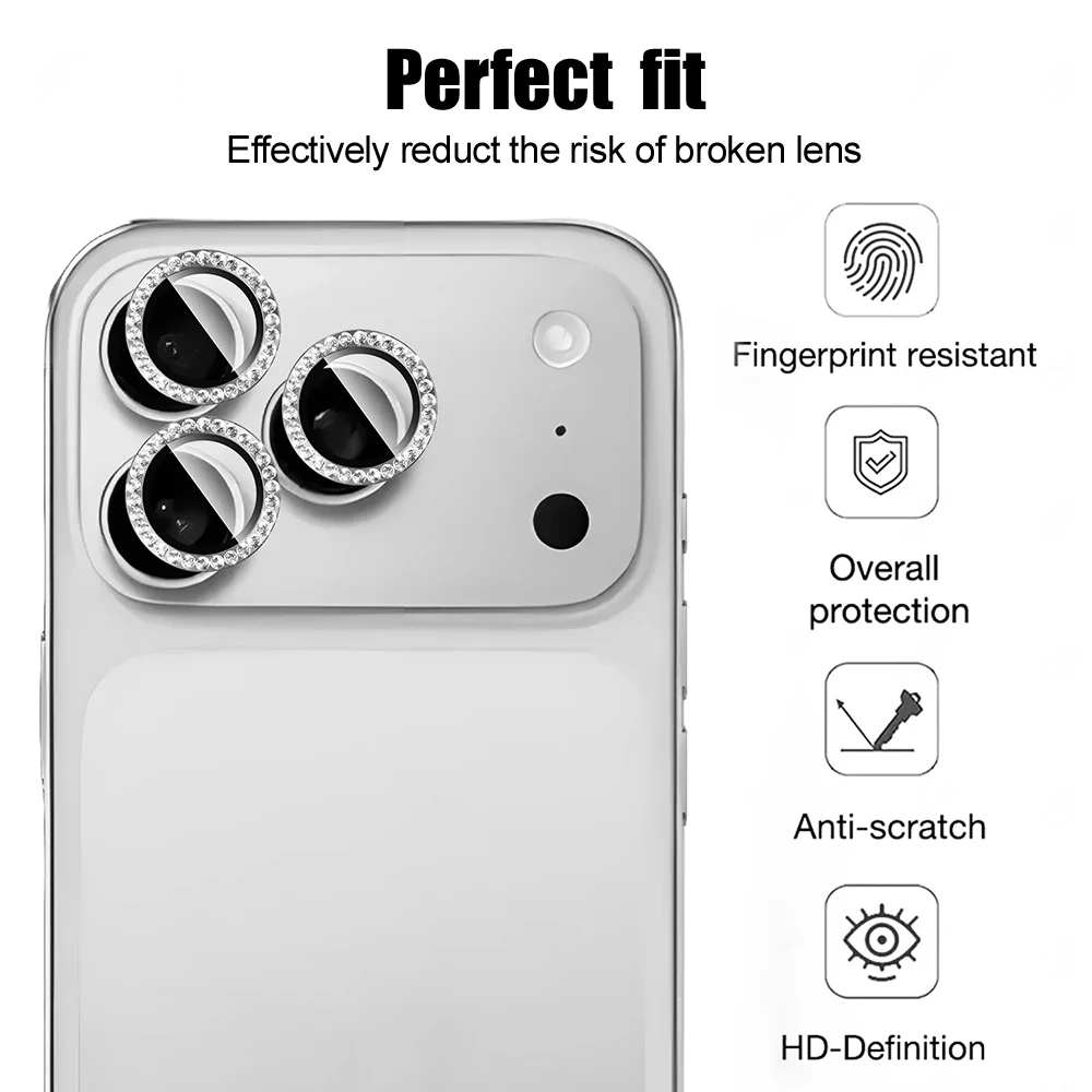 Bling Glitter Diamond Camera Lens Protector Case For iPhone 16 15 14 13 12 11 Pro Max Plus Sreen Protectors Film For iPhone16