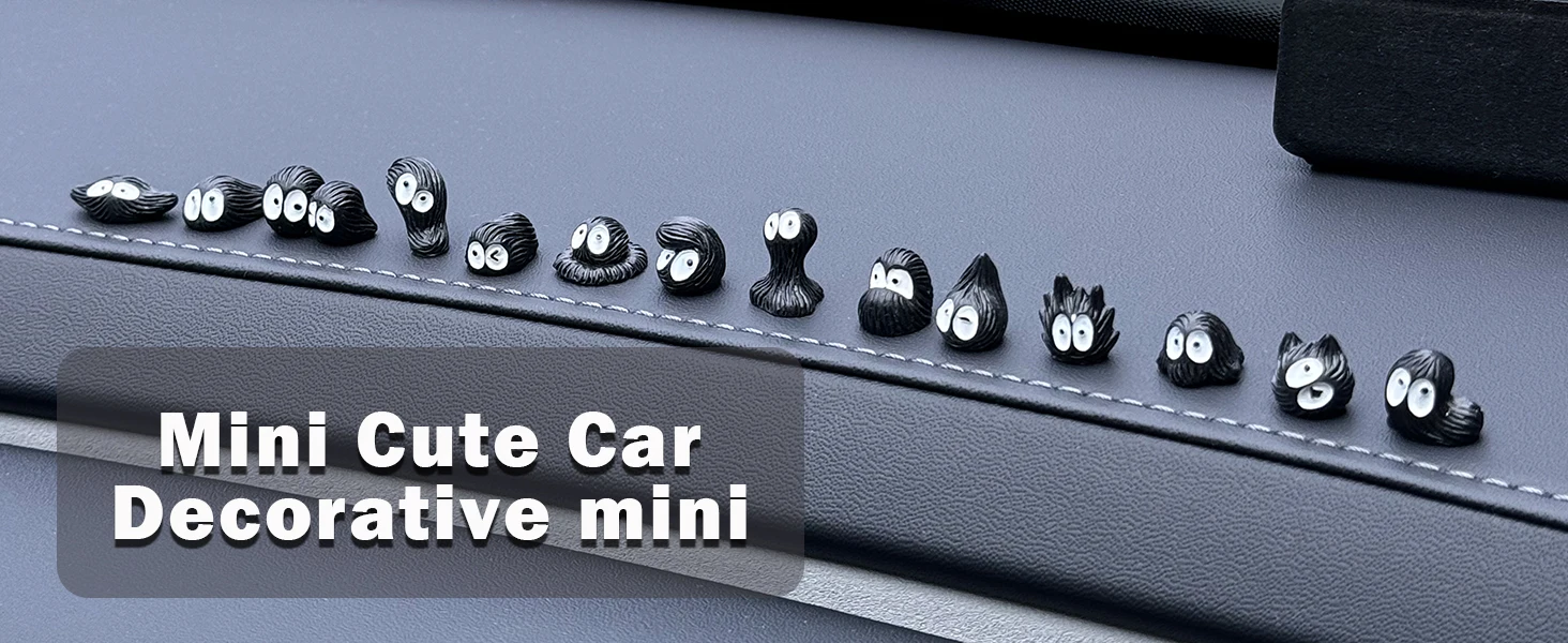 14 stücke Nette Kleine Kohle Ball Schwarz Elf Auto Innen Dekoration Lustige Auto Center Konsole Rückspiegel Ornamente Für Auto Zugang – Detail 1