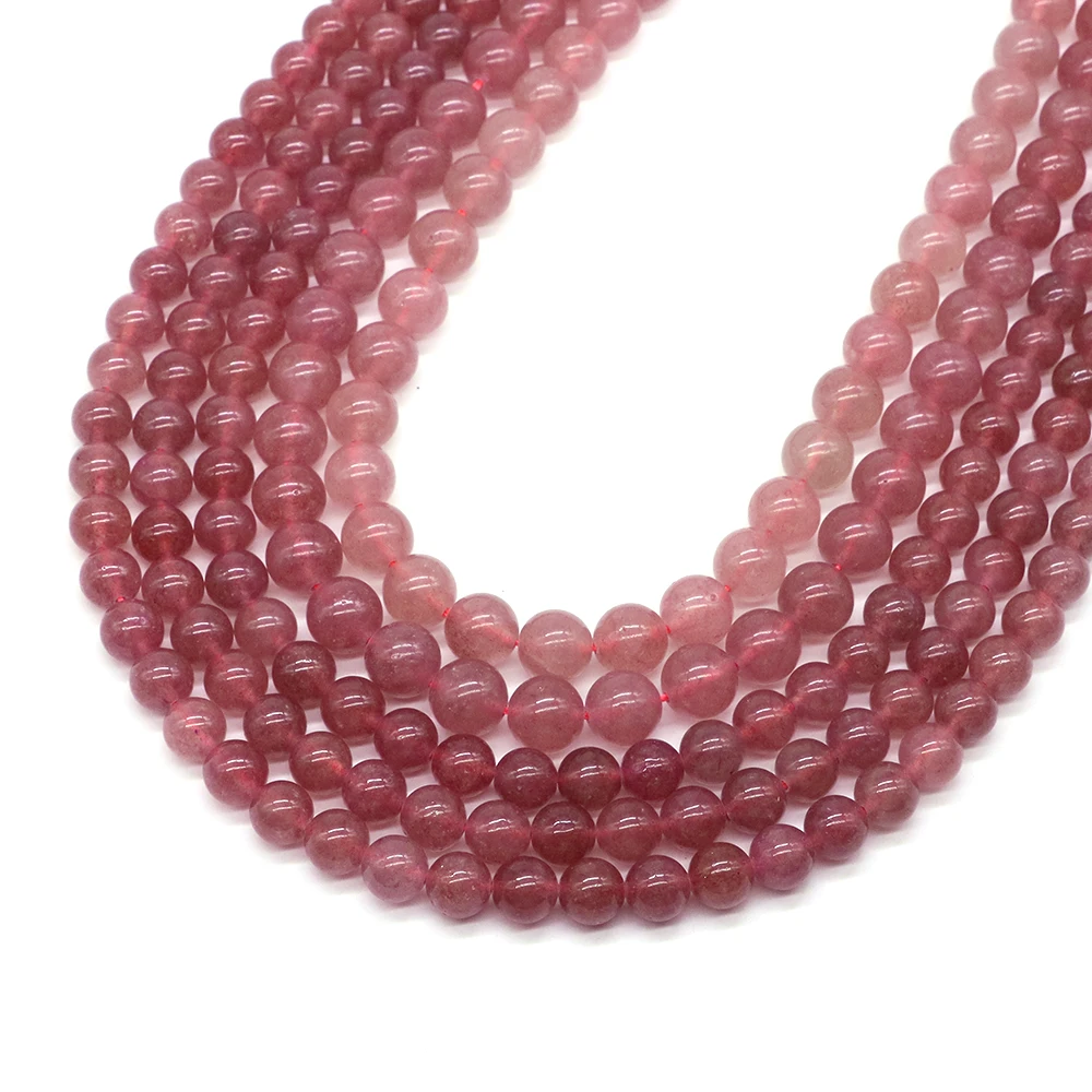 Natural Stone Strawberry Quartz Round Loose Spacer Beads Jewelry Making 4/6/8/10mm DIY Handmade Bracelets Necklaces Ear Studs