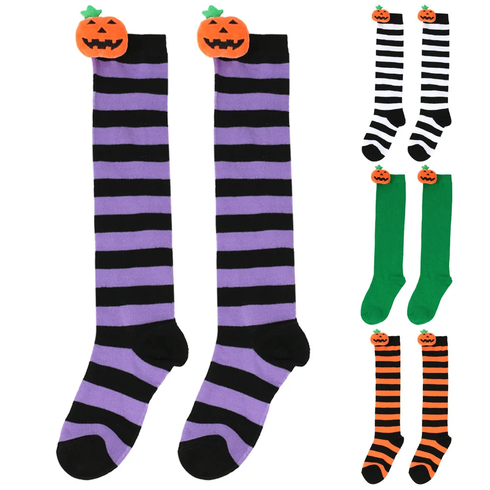 Halloween Children's Socks Solid Striped New Pumpkin Toy Stockings Cute Cartoon Pumpkin Head Striped Socks