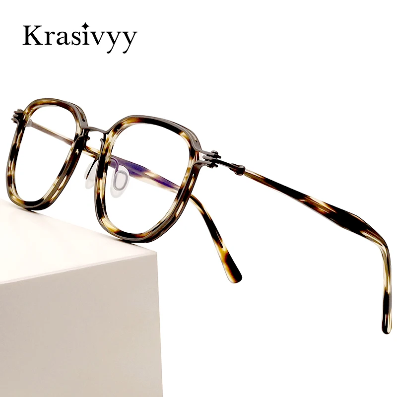 Krasivyy Titanium Acetate Glasses Frame Men Luxury Brand Prescription Optical Eyeglasses Women Vintage Myopia Eyewear