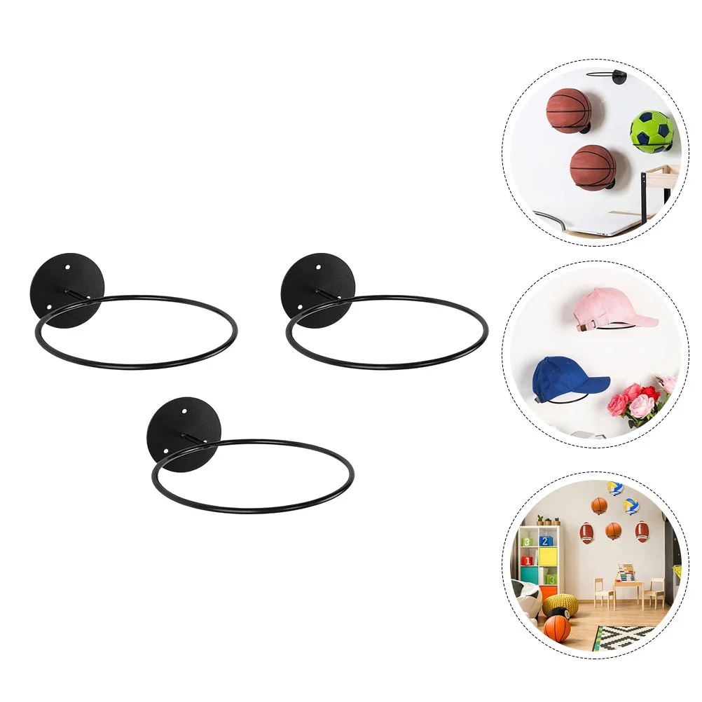 3 Pcs Ball Storage Rack Basketball Wall Holder Home Football Sports Balls Baseball Mount Organizer Iron Display