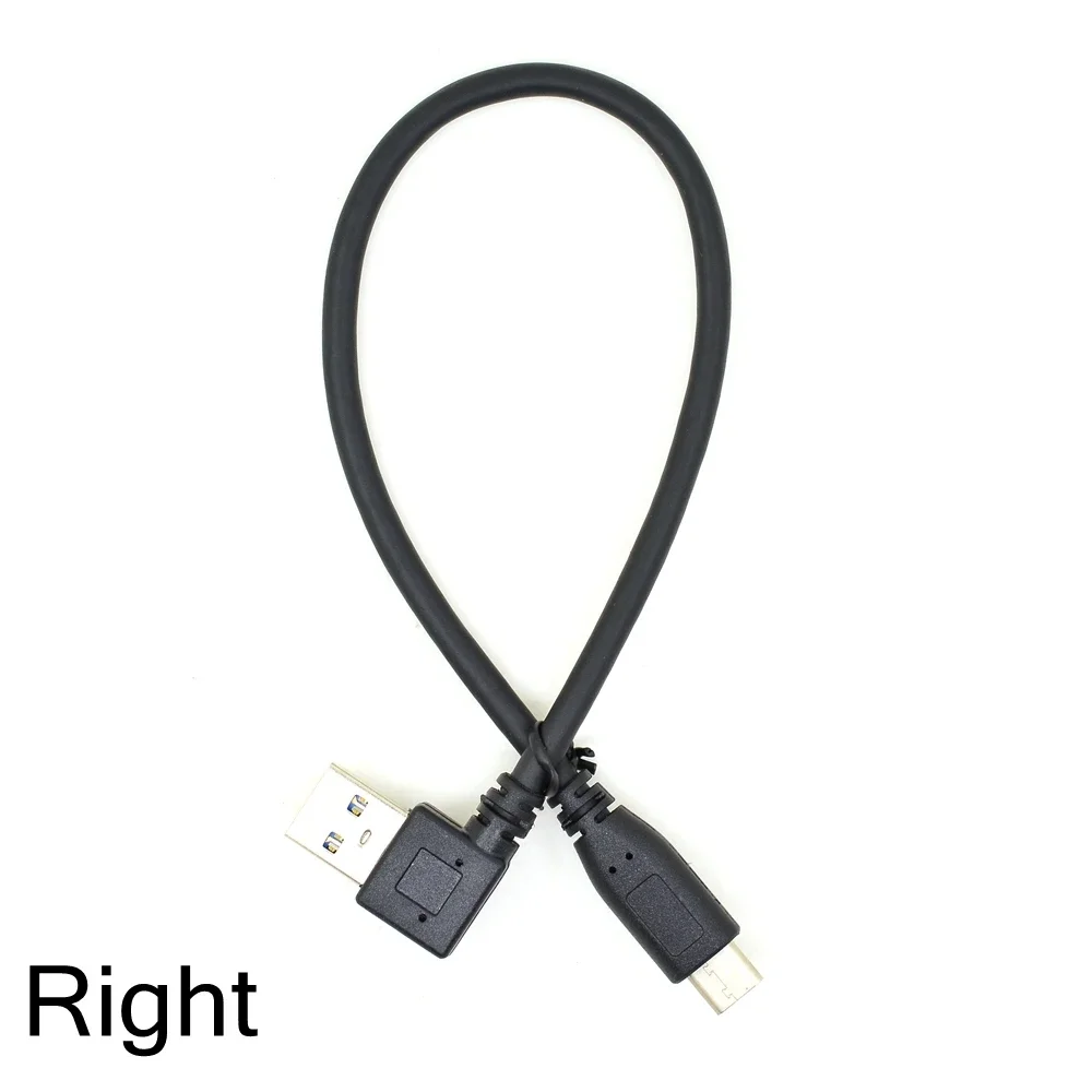 25CM Left / Right Angle Elbow USB 3.0 A Male To USB 3.1 Type-C Male Data Sync & Charge USB C Cable Converter Adapter 0.25m