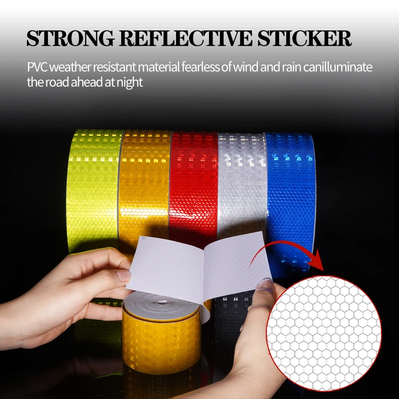 Reflective Warning Solid Color Reflective Sticker-Self-Adhesive Universal Safety Label Sticker Automobiles Motorcycles Bicycles
