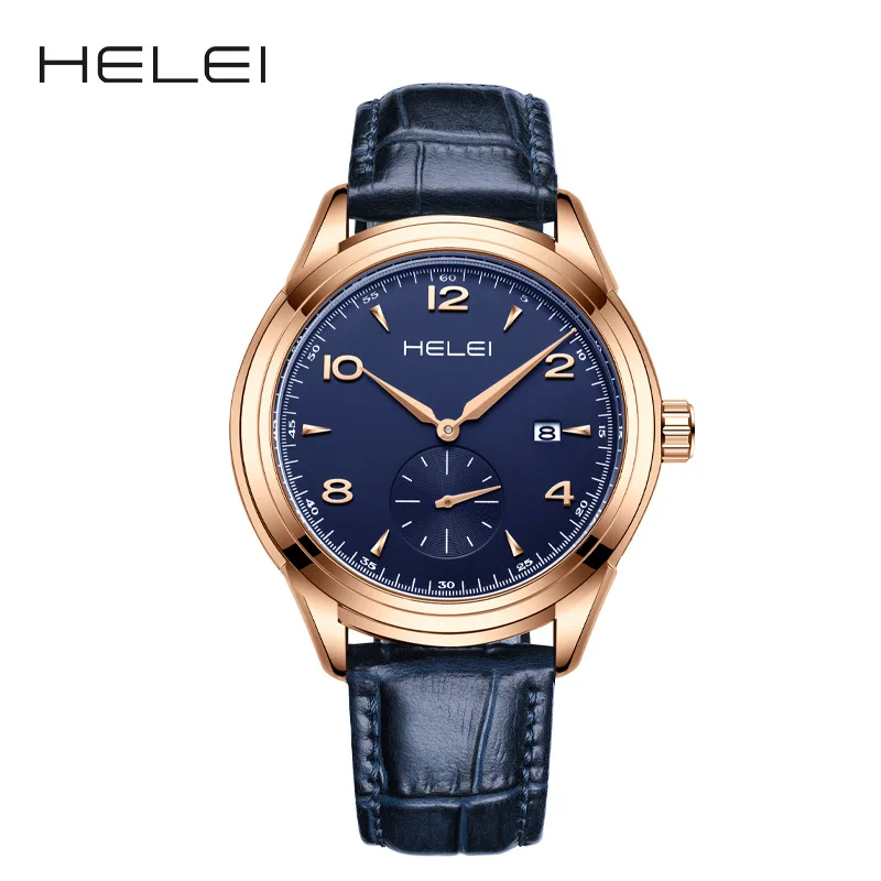 

Classic Business Men's Watch Leather Band Mineral Quartz 30M Waterproof Glow in the Dark Hands Easy Read Dial Male Wristwatch
