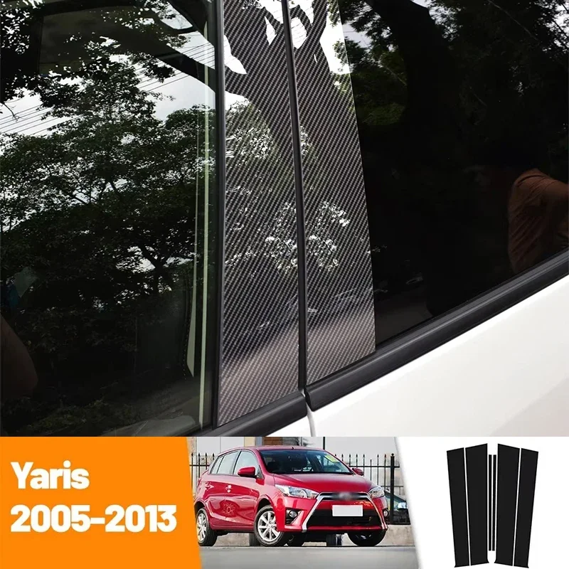 

Car Black Carbon Fiber Doors and Windows B C Stickers Accessories For Toyota Yaris XP90 2005-2013 2006 2007 2008 2009 2010 2011
