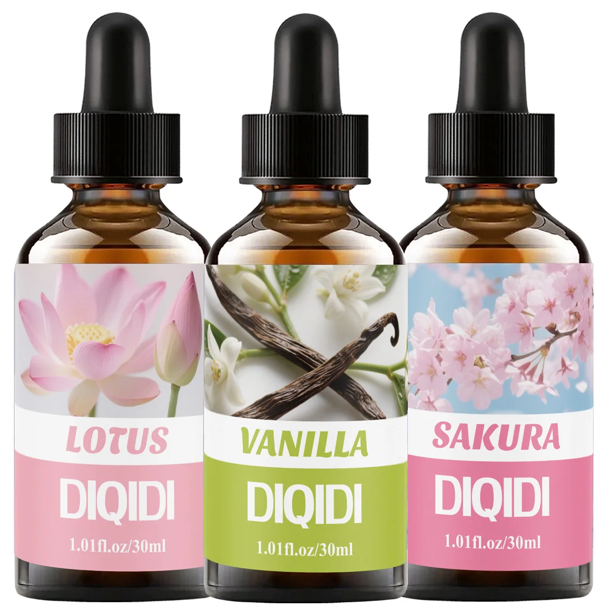 30 مللي زيت فانيليا أساسي، زيت اللوتس العطري، زيت ساكورا العطري، زيت عطري، زيت عطري للعلاج العطري