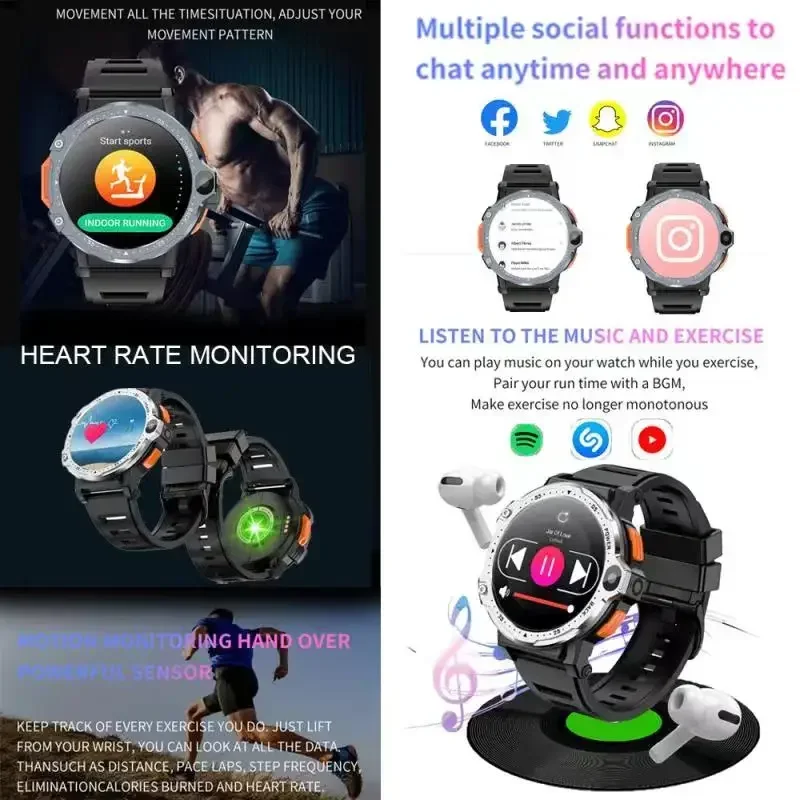 WIFI NFC GPS 800mAh Bateria Homens Smartwatch 1.54 ''HD Câmera Dupla Cartão SIM BT Chamando Relógio Inteligente