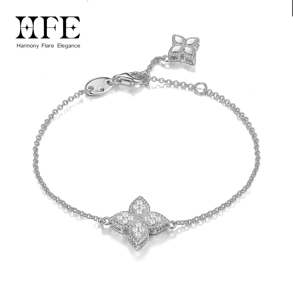 

HFE Lucky Clover Diamond Zircon Bracelet Women's Adjustable Exquisite Bracelet Valentine's Day Birthday Party Ideal Gift