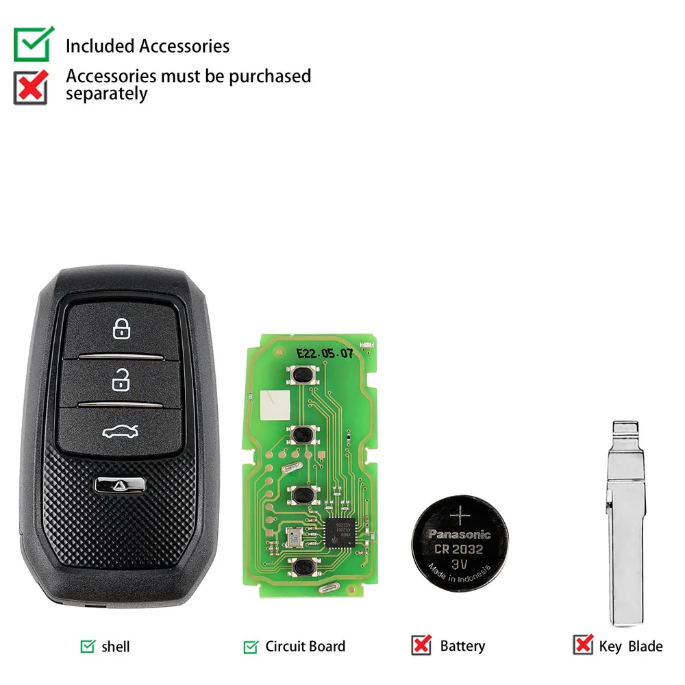 Xhorse XSTO01EN Smart Key Universal TOY.T for Toyota XM38 Smart Key with Key Shell Support 4D 8A 4A