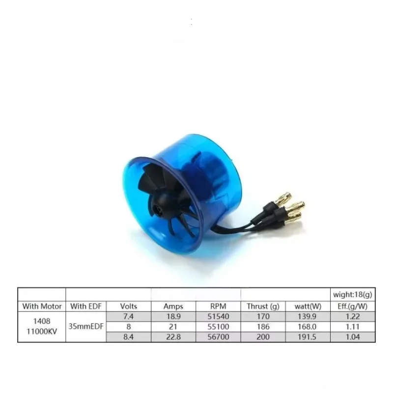 ADF35-100 11000 HL3508 1818-11000KV 35mm 8 Blade EDF Ducted Fan with 1818 11000KV Brushless Motor for Jet Plane DIY RC Airplane