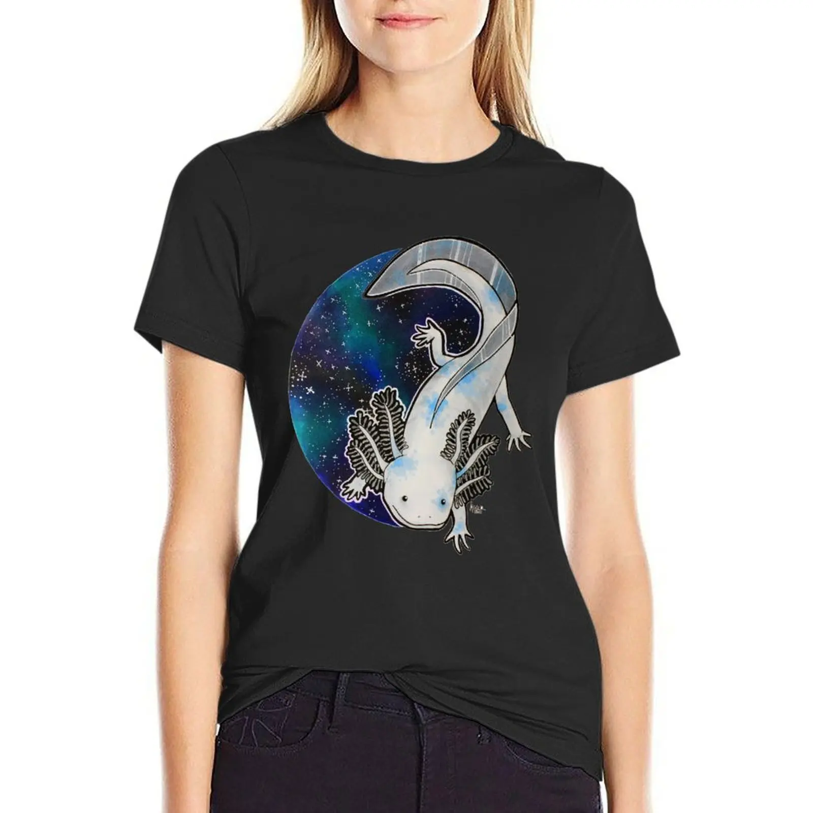 Galaxy Axolotl Artwork T-Shirt tees summer top graphics graphic t-shirts for Women