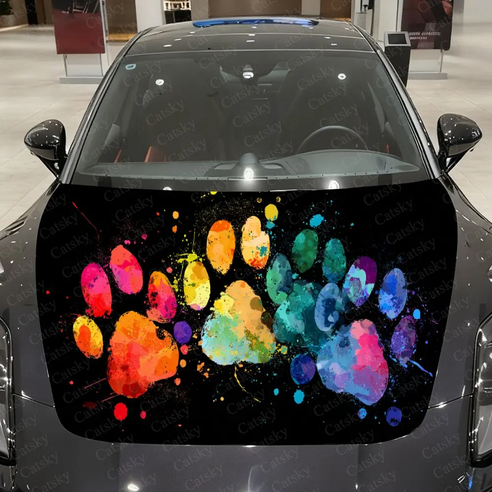High-Impact Splatter Paw Car Hood Stickers, Decorative Pattern Car Stickers, Car Self-adhesive Scratch Resistant Decals Auto Acc