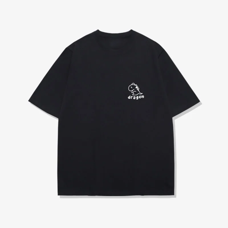 

Dinosaur simple chest label short-sleeved t-shirt mens pure cotton loose summer new half-sleeves