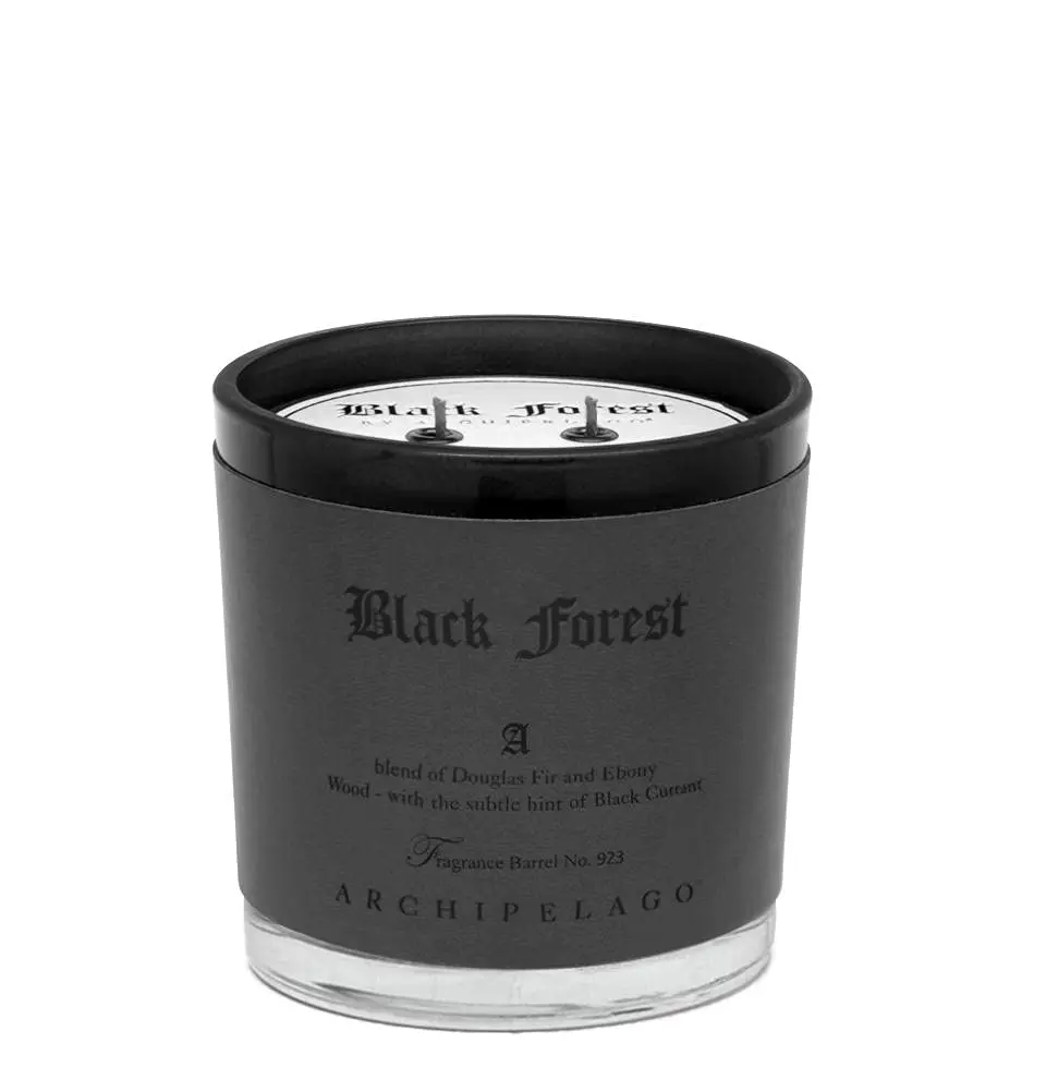 Black Forest Letter Press Candle, Dark Ebony Wood, Douglas Fir and Black Currant Scent, Clean Soy Wax Blend, Burns Approx. 100 H