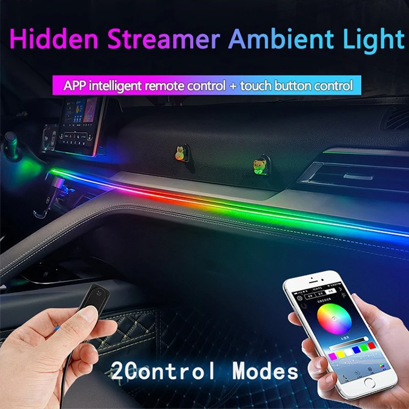 18 in 1 Dual Zone Symphony Rgb Car Ambient light Interior Acrylic Guide LED Strip Light Decoration Atmosphere Lamp APP Control - Image 2