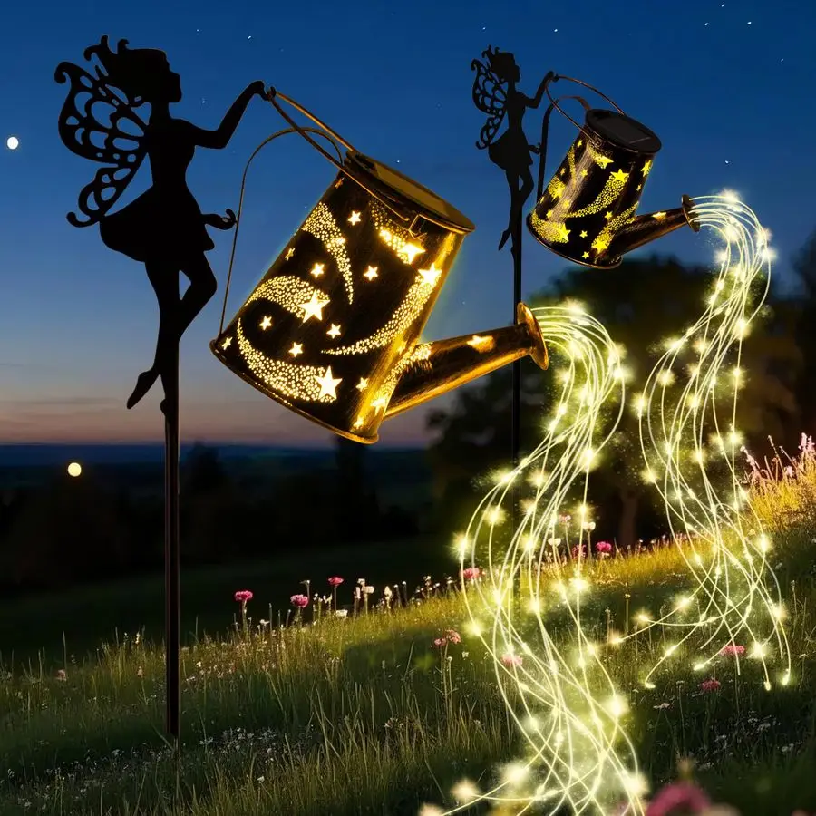 

Уличные фонари, 2 шт. солнечная лейка, водонепроницаемый металлический подвесной фонарь, сказочные садовые подарки, сказочный садовый декор для сна