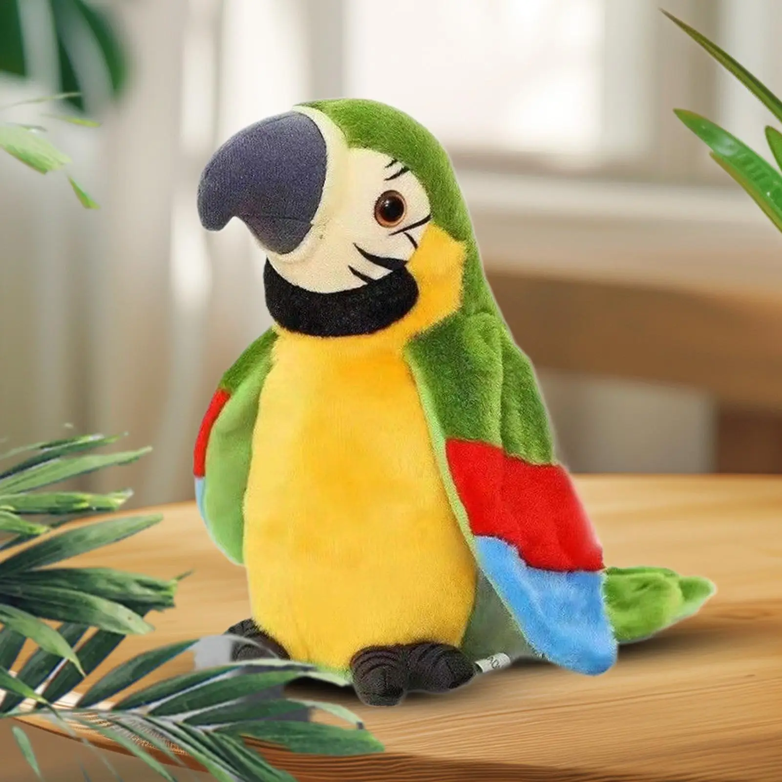 Pappagallo per uccelli giocattolo con ali battenti e musica animale di peluche realistico elettronico per bambini Animali domestici Scrivania da gioco per feste