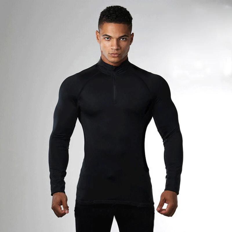 Running T-shirts Mens Long Sleeve Compression Shirts Gym Clothing Autumn Tight Fitness Quick Dry Bodybuilding Muscle Polos Shirt