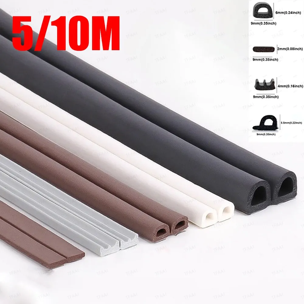 5m/10m DIEP Shape Door Seal Strip Self-adhesive Window WeatherStripping Insulation Noise Rubber Sealing Strip Draft Stopper Tape